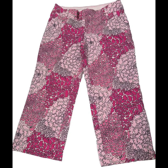 Lilly Pulitzer Vintage Preppy Designer Printed Corduroy Palm Beach Pants Size 6 - Picture 1 of 9
